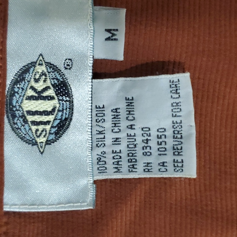 Silks vtg  brown silk button down Career Office Board Room  shirt size M - Picture 11 of 14